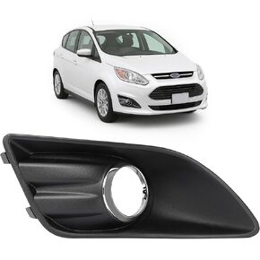 HECASA إطار ضوء الضباب الأيسر متوافق مع 2013-2018 Ford C-Max لاستبدال DM5Z17B814B FO1038126 المصد الأمامي مصباح الضباب غطاء الكسوة كروم أسود + فضي جانب السائق الأيسر in Kuwait