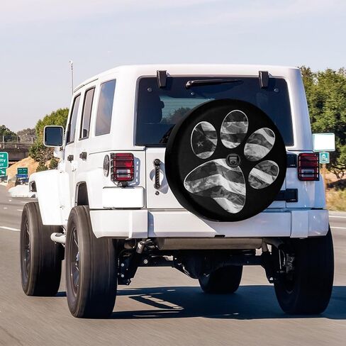 Foruidea Paws US American Flag Spare Tire Cover with Backup Camera Hole Wheel Tire Cover Fit Trailer, RV, SUV and Many Vehicle 17inch in Saudi Arabia