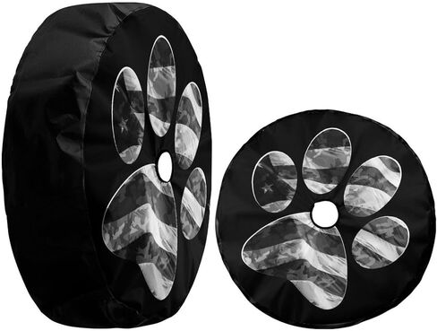 Foruidea Paws US American Flag Spare Tire Cover with Backup Camera Hole Wheel Tire Cover Fit Trailer, RV, SUV and Many Vehicle 17inch in Saudi Arabia