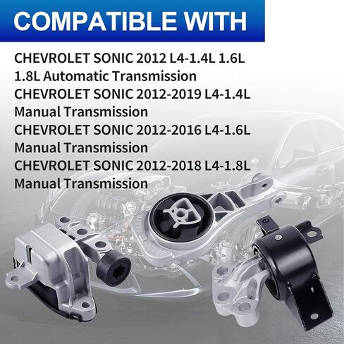Engine Motor Mounts Set - Compatible with Chevy Sonic 2012 L4 1.4L 1.6L 1.8L Automatic; 2012-2019 L4 1.4L Manual, 2012-2016 L4-1.6L Manual, 2012-2018 L4-1.8L Manual，Replace# A5595 A5596 A5922 in Saudi Arabia