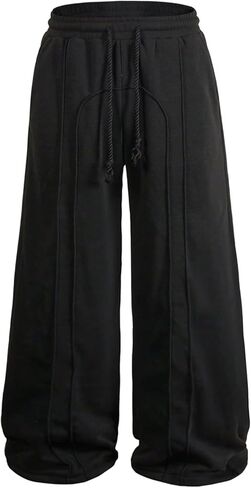Men's Baggy Barrel Sweatpants Wide Leg Pants Drawstring Elastic Waist Athletic Trouser Streetwear in Saudi Arabia