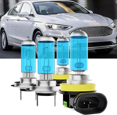 Upgraded Halogen Headlight License Plate Lights Fit For Ford Fusion 2019-2020,H11 H8 H9 High Low Beam H11/H8/H9 Fog Lights License Plate Lights,Plug n Play,8-Pack in Saudi Arabia