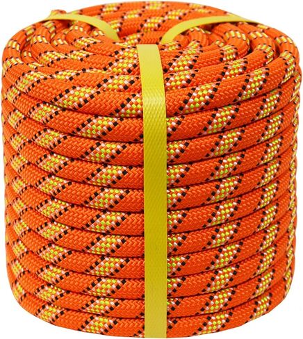 1/2 in x 200 ft Double Braid Polyester Arborist Rigging Rope, 48 Strands Heavy Duty Bull Rope for Tree Work, Climbing, Pulling, Logging, Swing, Orange in Saudi Arabia