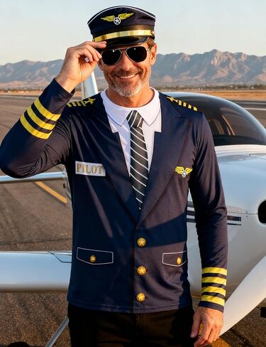 قبعة الطيار العالمية المضحكة كابتن كاب إكسسوار أزياء للبالغين in Kuwait