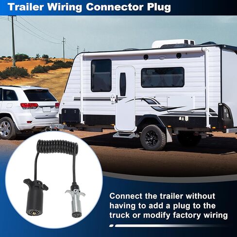 7 Pin to 6 Pin Trailer Hitch Harness Plug 6ft Trailer Wiring Harness Connector 7 Way Adapter Converter for RV Truck Vehicle Connection in Saudi Arabia