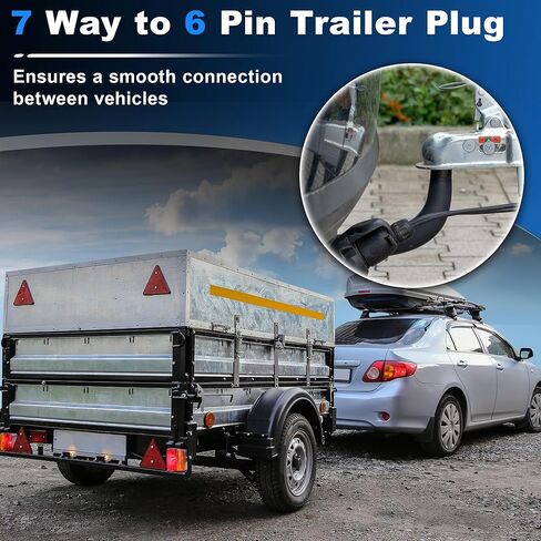 7 Pin to 6 Pin Trailer Hitch Harness Plug 6ft Trailer Wiring Harness Connector 7 Way Adapter Converter for RV Truck Vehicle Connection in Saudi Arabia