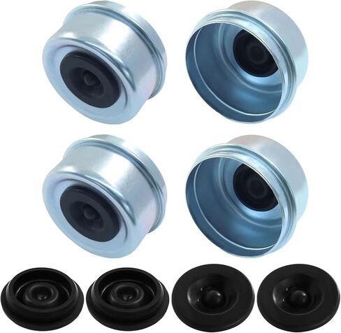 Zorfeter 4 Pack 2.44" Trailer Hub Cap, Metal Bearing Dust Cap Grease Cover Rubber Plugs, Bolt Axle Wheel Hub Cap for Most 5200 to 6000 Pound Axles Dexter/RV Camper in Saudi Arabia