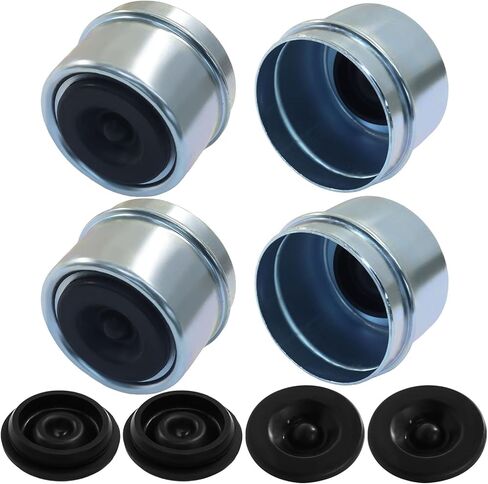 Zorfeter 4 Pack 2.44" Trailer Hub Cap, Metal Bearing Dust Cap Grease Cover Rubber Plugs, Bolt Axle Wheel Hub Cap for Most 5200 to 6000 Pound Axles Dexter/RV Camper in Saudi Arabia