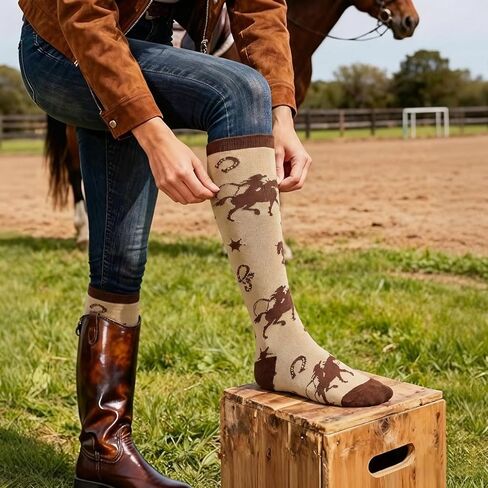 6 Pairs Cowgirl Boot Socks for Women Western Cowboy Socks Western Outfits Accessories for Christmas Gift in Saudi Arabia