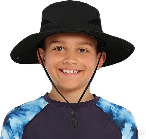 Kids Boys Summer Sun Hat - Wide Brim Sun Protection Outdoor Bucket Hat Summer Beach Hat for Boys Girl Teens（for 5-9 Years in Kuwait