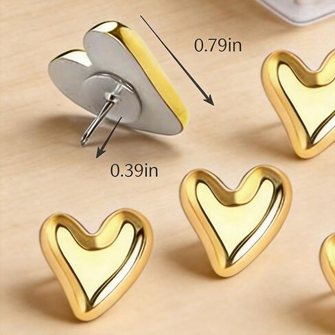 30 قطعة من دبابيس الدفع الذهبية المزخرفة على شكل قلب، ومسامير إبهام منتفخة لطيفة للوحة الفلين، وجدار الصور والخريطة، وإكسسوارات مكتب المكتب الجمالية، ومستلزمات وهدايا معلم المدرسة in Kuwait