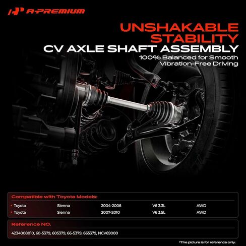 A-Premium CV Axle Shaft Assembly Compatible with Toyota Sienna 2004-2006 V6 3.3L, Sienna 2007-2010 V6 3.5L, AWD, Rear Left or Right, Driver or Passenger Side, Replace# 4234008010 in Kuwait