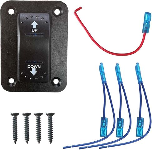 20A 12V DC Polarity Reversing Momentary Rocker Switch - 7Pin DPDT Up Down Blue LED ON Off ON Switch with Pigtail Wire & Aluminum Plate Screw - Toggle Winch in/Out Switch for Motor Control/Actuator in Saudi Arabia