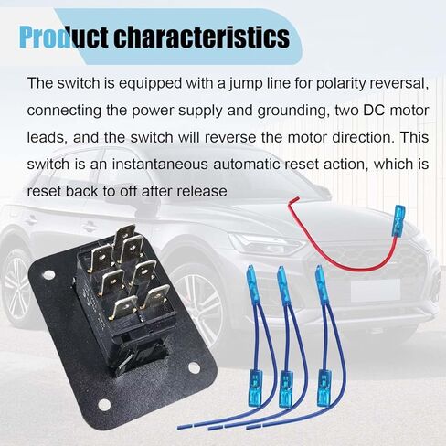 20A 12V DC Polarity Reversing Momentary Rocker Switch - 7Pin DPDT Up Down Blue LED ON Off ON Switch with Pigtail Wire & Aluminum Plate Screw - Toggle Winch in/Out Switch for Motor Control/Actuator in Saudi Arabia