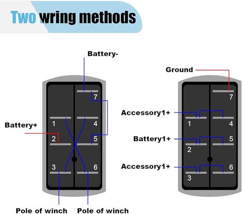 20A 12V DC Polarity Reversing Momentary Rocker Switch - 7Pin DPDT Up Down Blue LED ON Off ON Switch with Pigtail Wire & Aluminum Plate Screw - Toggle Winch in/Out Switch for Motor Control/Actuator in Saudi Arabia