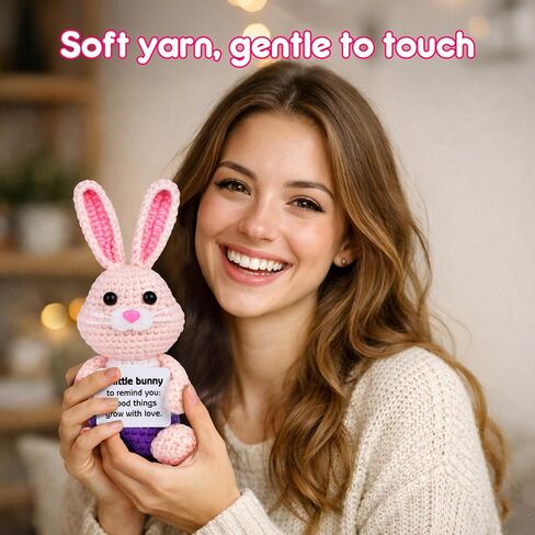 5 Pcs Finished Easter Positive Crochet Animals for Teen Girls & Adults Women, Handmade Filled Easter Basket with Crochet Bunny, Carrot, 2 Eggs, Easter Decoration Gifts Prefilled with Animal Stuffers in Saudi Arabia