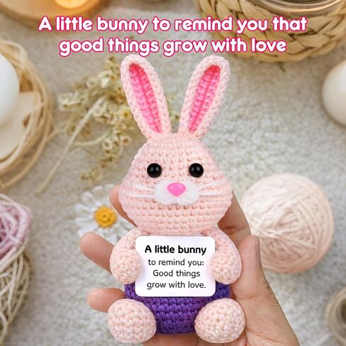 5 Pcs Finished Easter Positive Crochet Animals for Teen Girls & Adults Women, Handmade Filled Easter Basket with Crochet Bunny, Carrot, 2 Eggs, Easter Decoration Gifts Prefilled with Animal Stuffers in Saudi Arabia