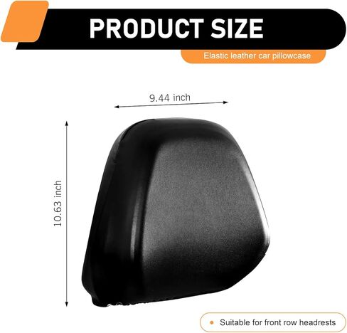 2 PCS Car Headrest Covers, PU Elastic Leather Fully Wrapped Cover, Scratch-resistant Waterproof Interior Protector, Reusable Stretch Fit for Most Car Truck Front Headrest (Black) in Saudi Arabia