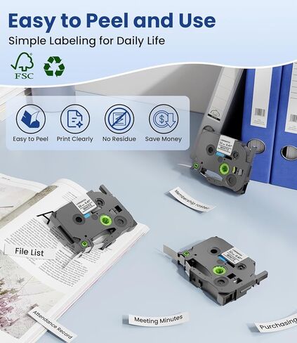 6 عبوات لشريط ملصقات P touch 12 مم 0.47 أبيض TZ لشريط Brother Label Maker حبر أسود على أبيض TZe-231 TZ-231، متوافق مع Ptouch D210 D220 H110 H111 D410 D460BT D610BT P710BT D400 D600 1280 1290 in Kuwait