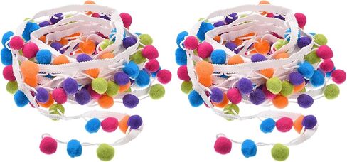 uxcell 5 Yards Pom Pom Ball Fringe Trim, Ribbon Sewing DIY Crafts Accessory for Home Curtain Clothes Pillow Decoration, Multicolor in Saudi Arabia