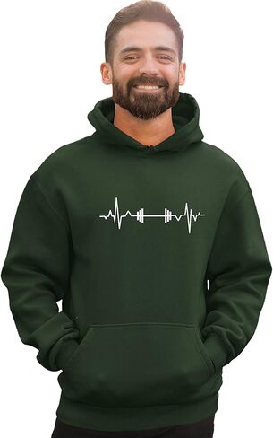 Go All Out Barbell Heartbeat Weightlifting Gym Workout Gift Idea Mens Women Sweatshirt Hoodie in Saudi Arabia