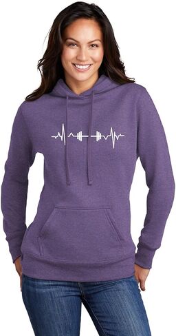 Go All Out Barbell Heartbeat Weightlifting Gym Workout Gift Idea Mens Women Sweatshirt Hoodie in Saudi Arabia