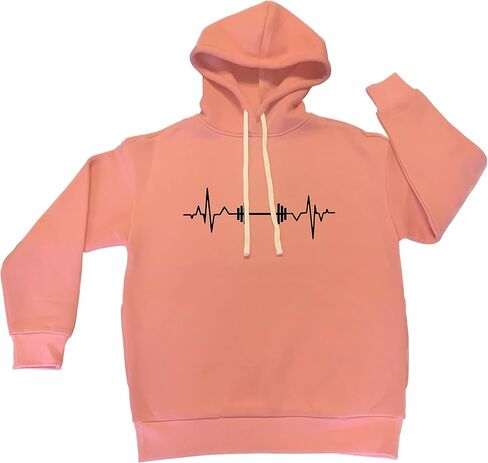 Go All Out Barbell Heartbeat Weightlifting Gym Workout Gift Idea Mens Women Sweatshirt Hoodie in Saudi Arabia