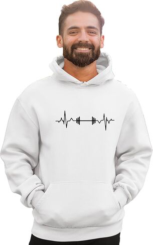 Go All Out Barbell Heartbeat Weightlifting Gym Workout Gift Idea Mens Women Sweatshirt Hoodie in Saudi Arabia