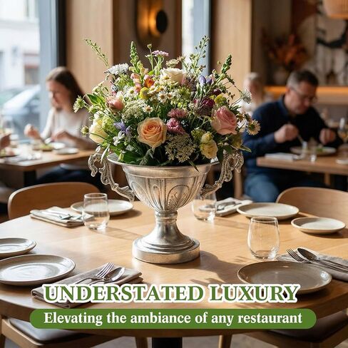 2 قطعة مزهرية زهرة الجرة للقطع المركزية 10.7 بوصة عرض × 7.1 بوصة ارتفاع مزهرية حديدية عتيقة مزخرفة بقاعدة كومبوت عتيقة وعاء زهور لقطع مركزية لحفلات الزفاف وترتيب الأزهار المنزلية in Kuwait