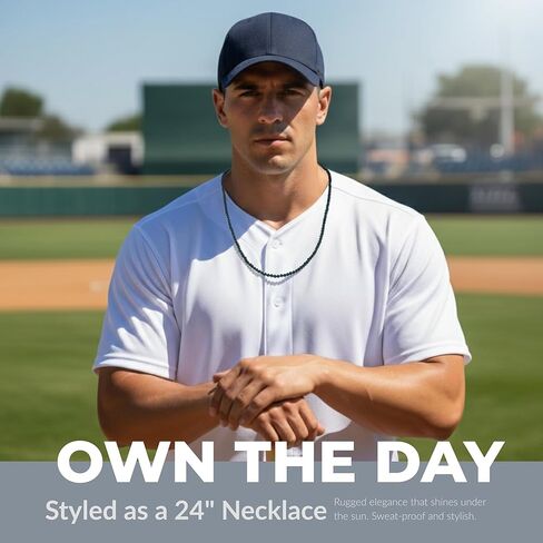 Natural Black Spinel Necklace for Men 24" | 4mm Faceted Beaded Baseball Necklace | Real Stone Energy Jewelry Gift for Him | Convertible Layered Wrap Bracelet | 14K GP Easy-Snap Clasp in Kuwait