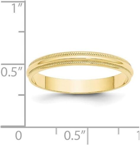 Roy Rose Jewelry 10K Yellow Gold 3mm Milgrain Half Round Wedding Band Ring Sizes 4 to 14 in Saudi Arabia