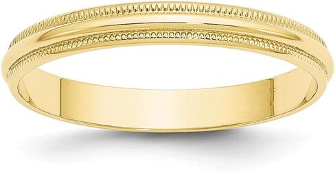 Roy Rose Jewelry 10K Yellow Gold 3mm Milgrain Half Round Wedding Band Ring Sizes 4 to 14 in Saudi Arabia