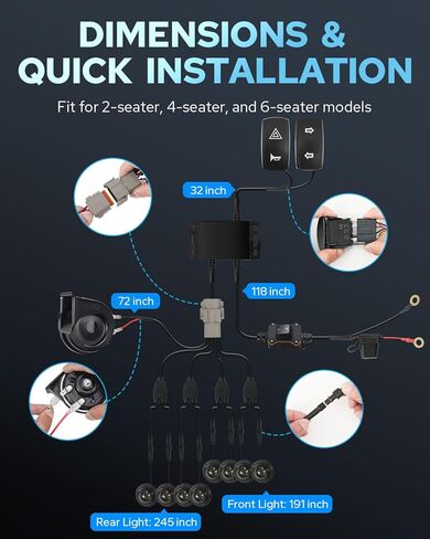 Benlari UTV Turn Signal Kit with 110D Horn Pre-Wired UTV ATV Blinker with Hazard Light Universal Street Legal Turn Signals Compatible with Polaris, Kawasaki, Can-Am, Teryx, CFMOTO in Saudi Arabia