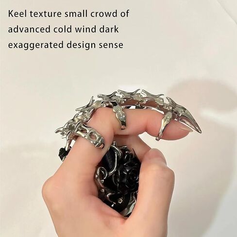 Gothic Punk Finger Claw Knuckle Ring, Silver Mechanical Wind Activity Ring, Punk Rock Gothic Cool in Kuwait