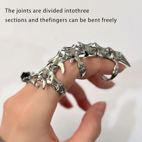 Gothic Punk Finger Claw Knuckle Ring, Silver Mechanical Wind Activity Ring, Punk Rock Gothic Cool in Kuwait