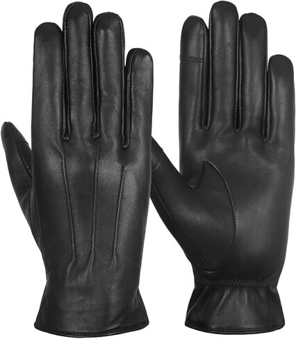 Leather Winter Gloves for Men Sheepskin Driving Gloves Fleece Leather Gloves for Cold Weather, Motorcycle Gloves in Saudi Arabia