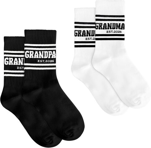 Gifts for Dad and Mom Socks - Funny Black White Cotton Crew Socks, Anniversary Birthday Gifts for New Parents in Saudi Arabia