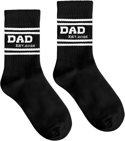 هدايا لجوارب الأب والأم - جوارب قطنية مضحكة باللون الأسود والأبيض، هدايا عيد ميلاد للآباء الجدد in Kuwait
