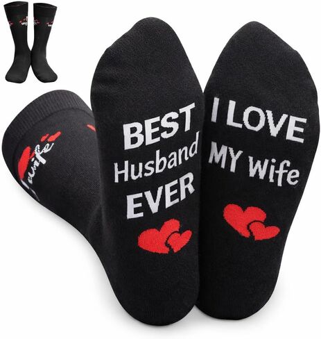 Valentines Day Gifts for Him - Husband Gifts from Wife - I Love My Wife Socks, Best Husband Ever Funny Socks for Men, Anniversary Birthday Gift for Men in Saudi Arabia