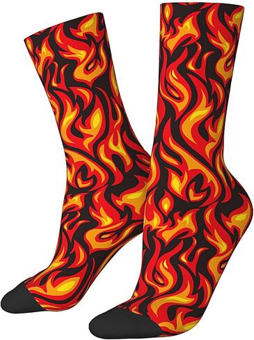 Fire Cool Red Black Novelty Socks For Men Women, Funny Crazy Crew Socks Casual Dress Socks Gifts in Saudi Arabia