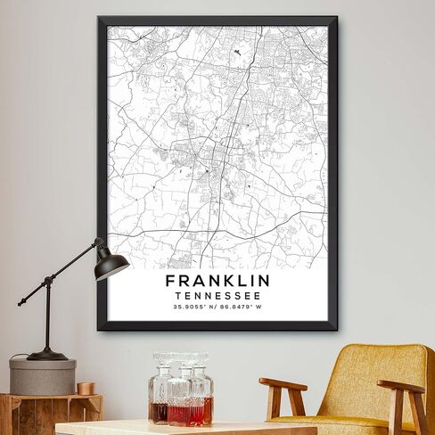 Map of Franklin, Tennessee, Light 2 (16x20) in Saudi Arabia