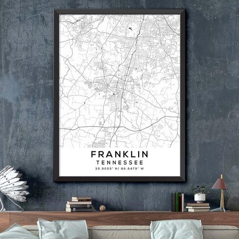 Map of Franklin, Tennessee, Light 2 (16x20) in Saudi Arabia