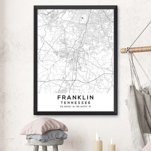 Map of Franklin, Tennessee, Light 2 (16x20) in Saudi Arabia
