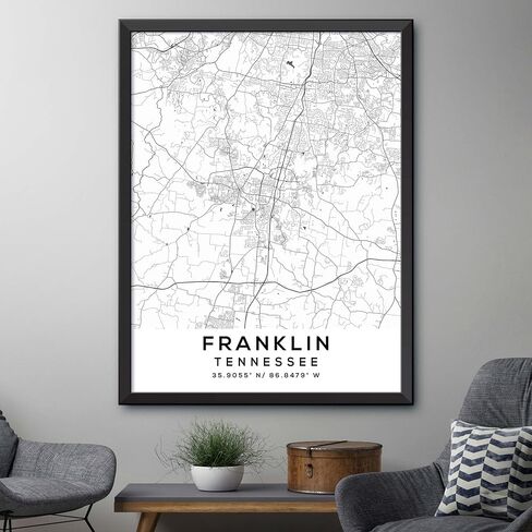 Map of Franklin, Tennessee, Light 2 (16x20) in Saudi Arabia