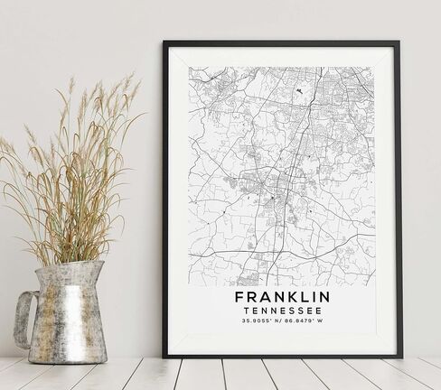 Map of Franklin, Tennessee, Light 2 (16x20) in Saudi Arabia