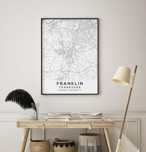 Map of Franklin, Tennessee, Light 2 (16x20) in Saudi Arabia