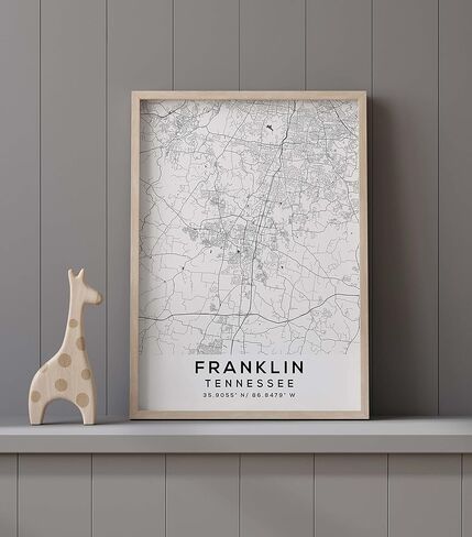 Map of Franklin, Tennessee, Light 2 (16x20) in Saudi Arabia