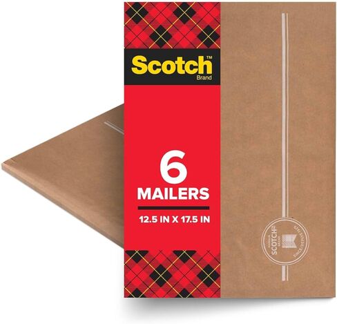 Scotch Curbside Recyclable Padded Mailer, 12.5 in x 17.5 in (3.17 cm x 44.4 cm), 6 Pack Size 6 in Saudi Arabia