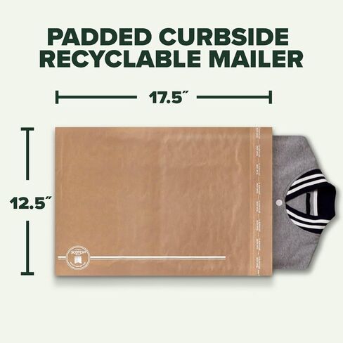 Scotch Curbside Recyclable Padded Mailer, 12.5 in x 17.5 in (3.17 cm x 44.4 cm), 6 Pack Size 6 in Saudi Arabia
