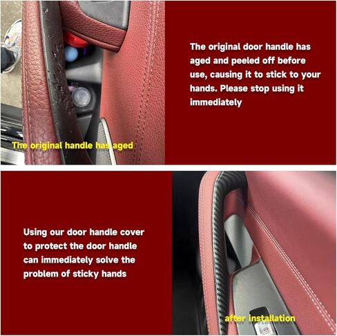 Compatible with BMW 5 Series Interior Door Handle Cover 2018-2023 G30 G31 520i 530i 540i 520d 530d 540d no-Remove Interior Door Pull Handle Cover (Carbon Fiber Pattern, 4pcs) in Saudi Arabia